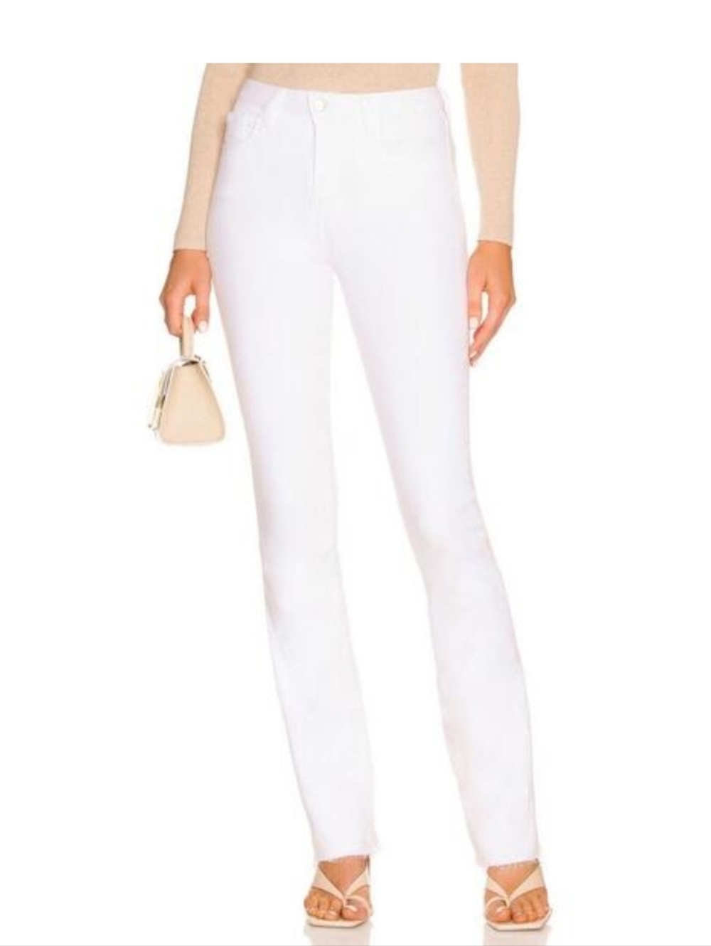 L'Agence Ruth High Rise Straight Jeans in Blanc Size 24 - Picture 3 of 14